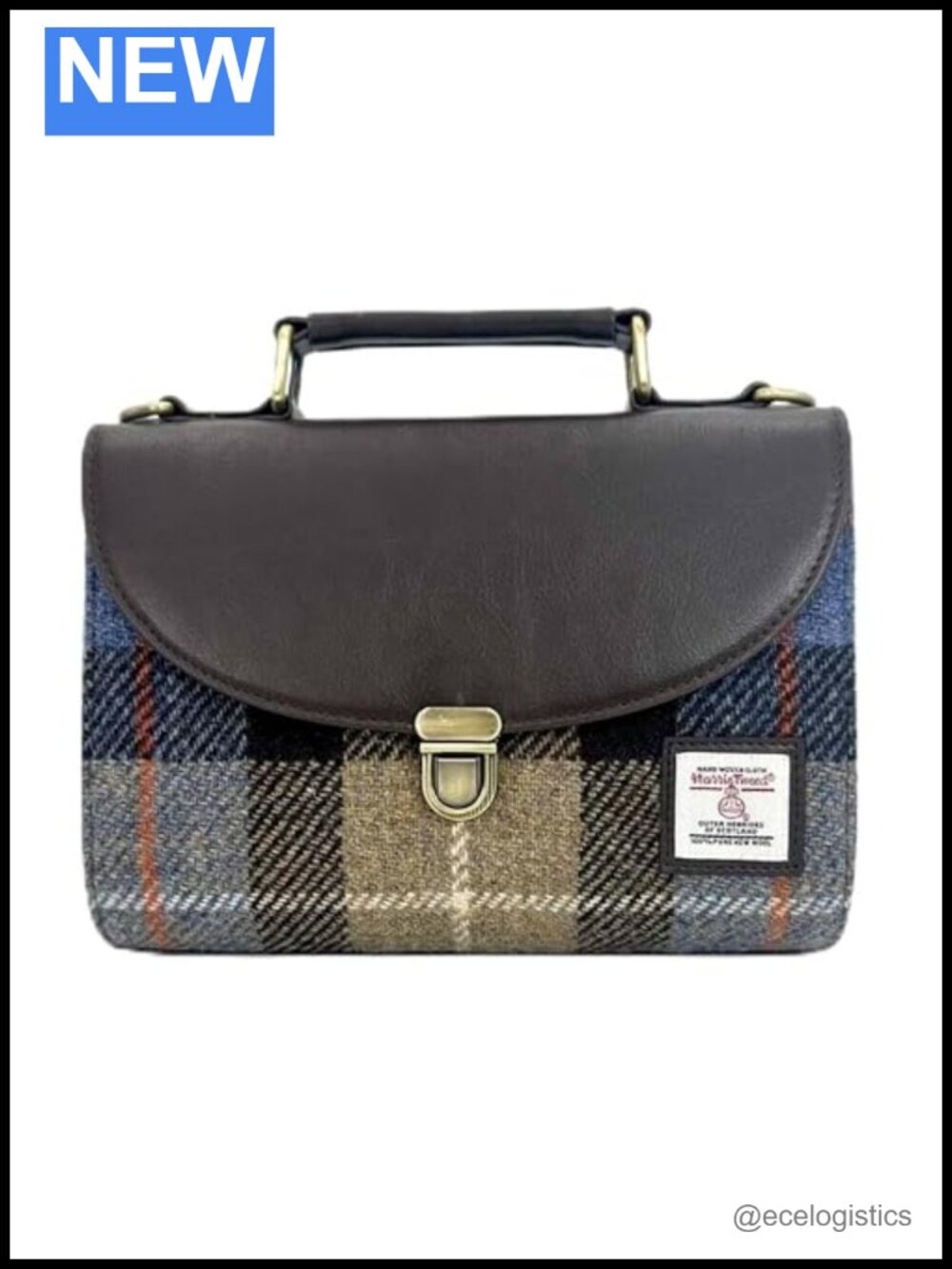 Genuine Harris Tweed Crossbody Bag Vegan Leather Shoulder Handbag